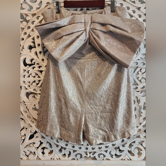 AUDETTE ASTRA FRONT BOW ROMPER CHAMPAGNE COLOR SIZE LARGE - Picture 9 of 13